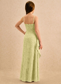 Azazie Cannoli Girls Formal Flower Girl Dresses Lemon Sorbet A-Line Pleated Floral Burnout Dress image2