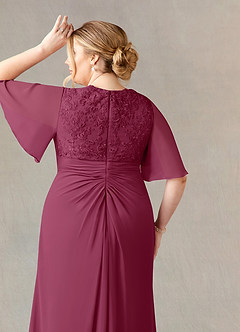 Azazie Carson Mother of the Bride Dresses Mulberry A-Line V-Neck Lace Chiffon Dress image11