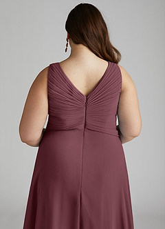 Azazie Flora Brautjungfernkleider A-Linie Plissee Chiffon Kleid Sangria image14