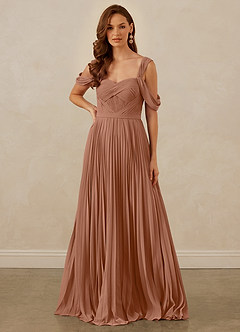 Christian Siriano Bridal for Azazie 1013 Bridesmaid Dresses Bronzer A-Line Off the Shoulder Chiffon Dress image8