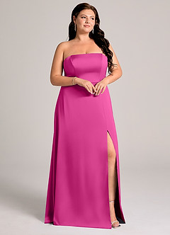 Azazie Wren Brudtärnklänningar Klä av A-Linje i Stretch Satin Axelbandslös Fuchsia Konvertibel image10
