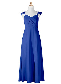 Azazie Amada Junior Royal Blue A-Line Ruched Chiffon Dress image5