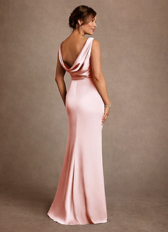 Azazie Baltimore Mother of the Bride Dresses Blushing Pink A-Line Pleated Stretch Satin Dress image2