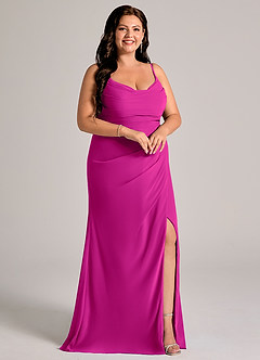 Azazie Deandra Bridesmaid Dresses Fuchsia Mermaid Pleated Chiffon Dress image10