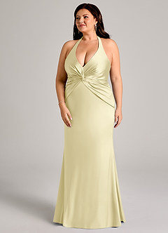 Azazie Valerie Brudtärnklänningar Klä av Sjöjungfru i Stretch Satin Plisserad Citronsorbet image11