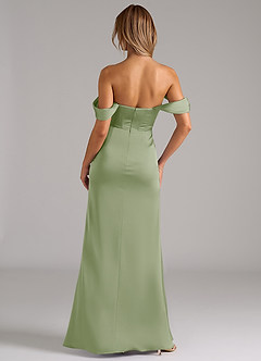 Azazie Johana Bridesmaid Dresses Dusty Sage Mermaid Off the Shoulder Stretch Satin Convertible Dress image4