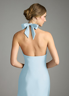 Azazie Nayeli Final Sale Sky Blue A-Line Pleated Stretch Satin Dress image7