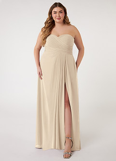 Azazie Arabella Allure Robes de demoiselle d'honneur Robe Trapèze Convertible en Mousseline de soie Encolure en Forme de Cœur Champagne image12