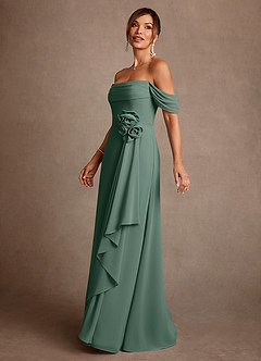 Azazie Amherst Mother of the Bride Dresses Sea Moss A-Line Off the Shoulder Chiffon Dress image4
