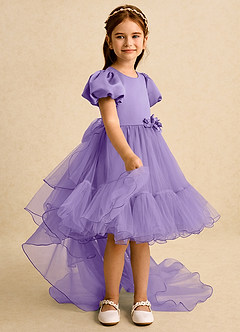 Azazie Cocoa vestidos de niña de las flores Vestido de Tahití de Tul de Princesa con Plisado image8