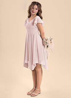 Azazie Janeaurelia Junior Blushing Pink A-Line Pleated Chiffon Dress image5