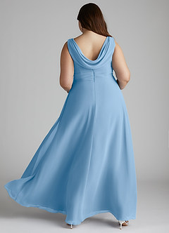 Azazie Karina Bridesmaid Dresses Powder Blue A-Line Pleated Chiffon Dress image9