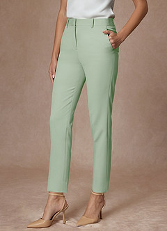 Whitney Dusty Sage Structured Stretch Full Length Dress Pants