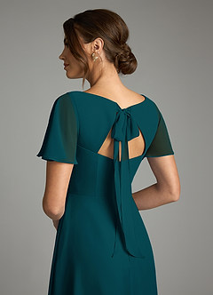 Azazie Kimber Bridesmaid Dresses Pine A-Line Flounce Sleeve Chiffon Dress image7