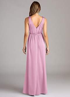 Azazie Tanicia Bridesmaid Dresses Candy Pink A-Line Pleated Stretch Satin Dress image2