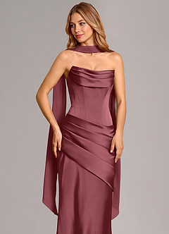 Azazie Pelagia Brudtärnklänningar Klä av Sjöjungfru i Stretch Satin Korsett Desert Rose Konvertibel image5