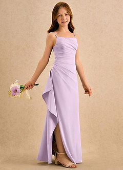 Azazie Cannoli Girls Formal Flower Girl Dresses Frosted Lilac A-Line Pleated Chiffon Dress image1