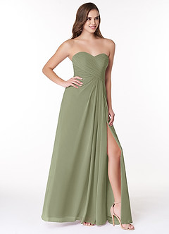 Azazie Arabella Allure Vestidos de damas de honor Vestido de Pistacho de Gasa de Corte en A Convertible con Escote de Corazón image5