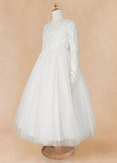 Azazie Elodie Robe Demoiselle D'honneur Fillette Robe Princesse en Dentelle Ivoire image12