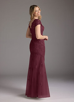 Azazie Marbella vestidos de madre de la novia Vestido de Cabernet de Encaje de Sirena con Reina Ana Lentejuelas image6
