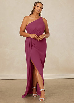 Christian Siriano Bridal for Azazie 1003 Bridesmaid Dresses Mulberry Sheath One Shoulder Chiffon Dress image8