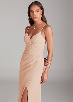 Azazie Maci Bridesmaid Dresses English Rose Sheath Pleated Chiffon Dress image2