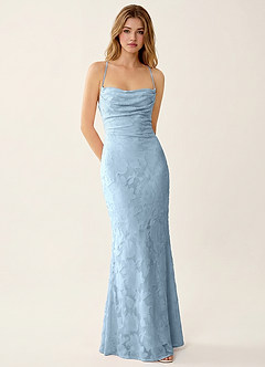 Natasha Sky Blue Jacquard Corset Mermaid Prom Dress image5
