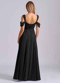 Azazie Koa Brudtärnklänningar Klä av A-Linje i Chiffong Av axeln Svart image2