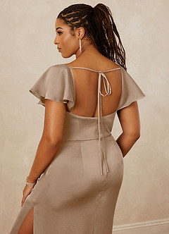 Christian Siriano Bridal for Azazie 1005 Bridesmaid Dresses Taupe Sheath Sweetheart Neckline Stretch Satin Dress image10