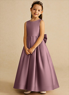 Azazie Cailee Robe Demoiselle D'honneur Fillette Robe Princesse en Mat Satiné Plissée Mauve Vintage image4