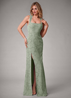 Azazie Luci Bridesmaid Dresses Agave Mermaid Pleated Floral Burnout Convertible Dress image6