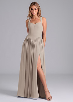 Azazie Francis Bridesmaid Dresses Frost A-Line Corset Chiffon Dress image3