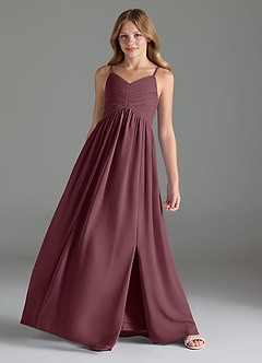 Azazie Alia Junior Sangria A-Line Pleated Chiffon Dress image4
