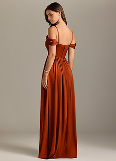 Azazie Calianna Bridesmaid Dresses Paprika A-Line Off the Shoulder Stretch Satin Convertible Dress image10