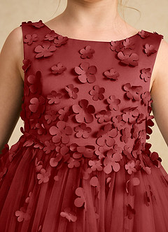 Azazie Lana Flower Girl Dresses Rust A-Line Sleeveless Matte Satin Dress image6