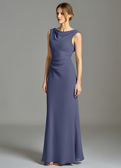 Azazie Kieryn Bridesmaid Dresses Stormy Mermaid Pleated Chiffon Dress image3