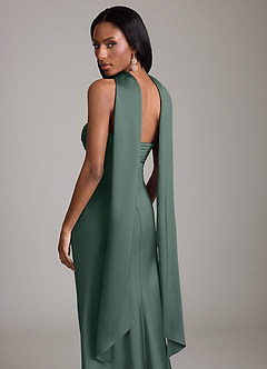 Azazie Saylor Vestidos de damas de honor Vestido de Musgo Marino de Satén Elástico de Corte Sirena con Sin tirantes image7