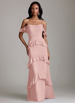 Azazie Chayla Final Sale Black Sheath Off the Shoulder Chiffon Dress image1