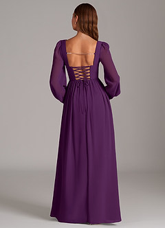 Azazie Maree Bridesmaid Dresses Grape A-Line Corset Chiffon Dress image6