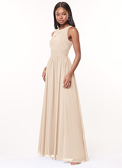 Azazie Harper Brautjungfernkleider A-Linie Plissee Chiffon Kleid Alabaster Weiß image3