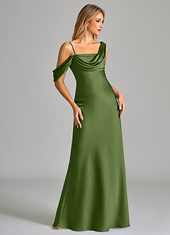 Azazie Celina Brautjungfernkleider Etui Schulterfrei Stretch-Satin Kleid Wacholder image5
