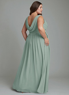 Azazie Novi Bridesmaid Dresses Silver Sage A-Line Pleated Chiffon Dress image8