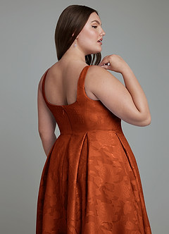 Azazie Amalie Bridesmaid Dresses Paprika A-Line Pleated Floral Burnout Dress image8