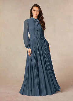 Azazie Adellah Abiti per la Madre della Sposa Abito A-Line in Chiffon Plissettato Blu Nettuno image1