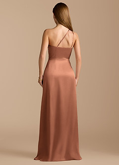 Azazie Trina Bridesmaid Dresses Bronzer A-Line One Shoulder Metallic Satin Dress image9
