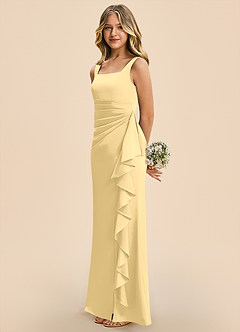 Azazie Adrienne Junior Butter Sheath Pleated Stretch Satin Dress image5