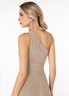 Azazie Dallas Bridesmaid Dresses Taupe A-Line One Shoulder Chiffon Dress image5