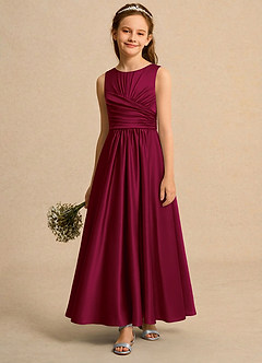 Azazie Ducky Girls Formal Flower Girl Klänningar Klä A-Line i Stretch Satin Plisserad image4