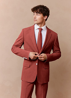front James Terracotta Structured Stretch Suit