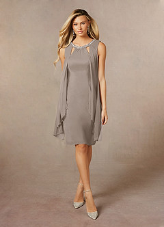 Azazie Viviana Mother of the Bride Dresses Taupe A-Line Sequins Mesh Dress image1